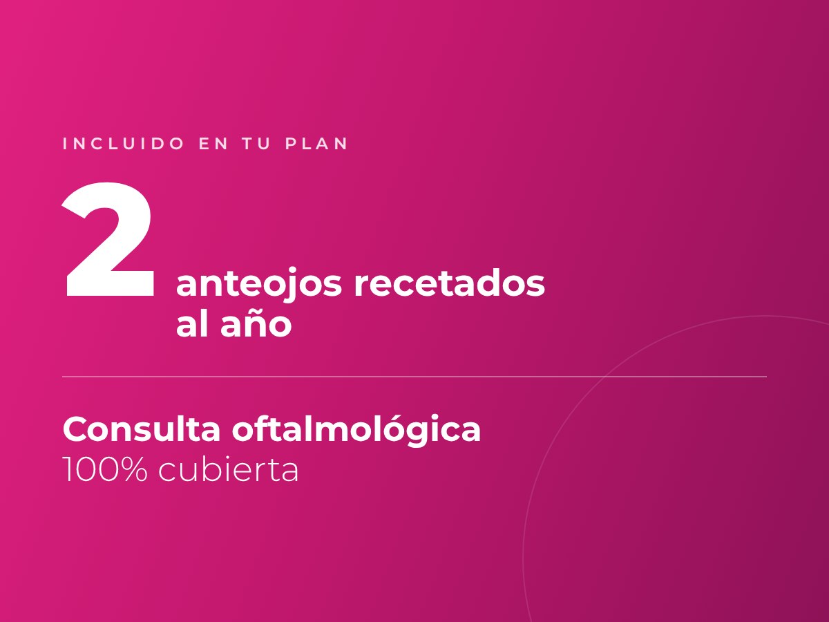 Incluye 2 anteojos recetados al año y la consulta oftalmológica